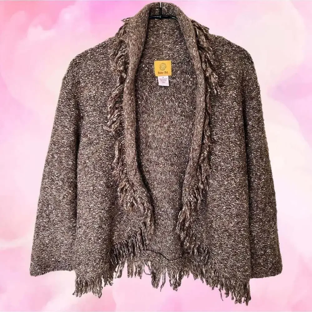Ruby Rd. Mottled Fringe Knit Open Cardigan - Picture 1 of 4